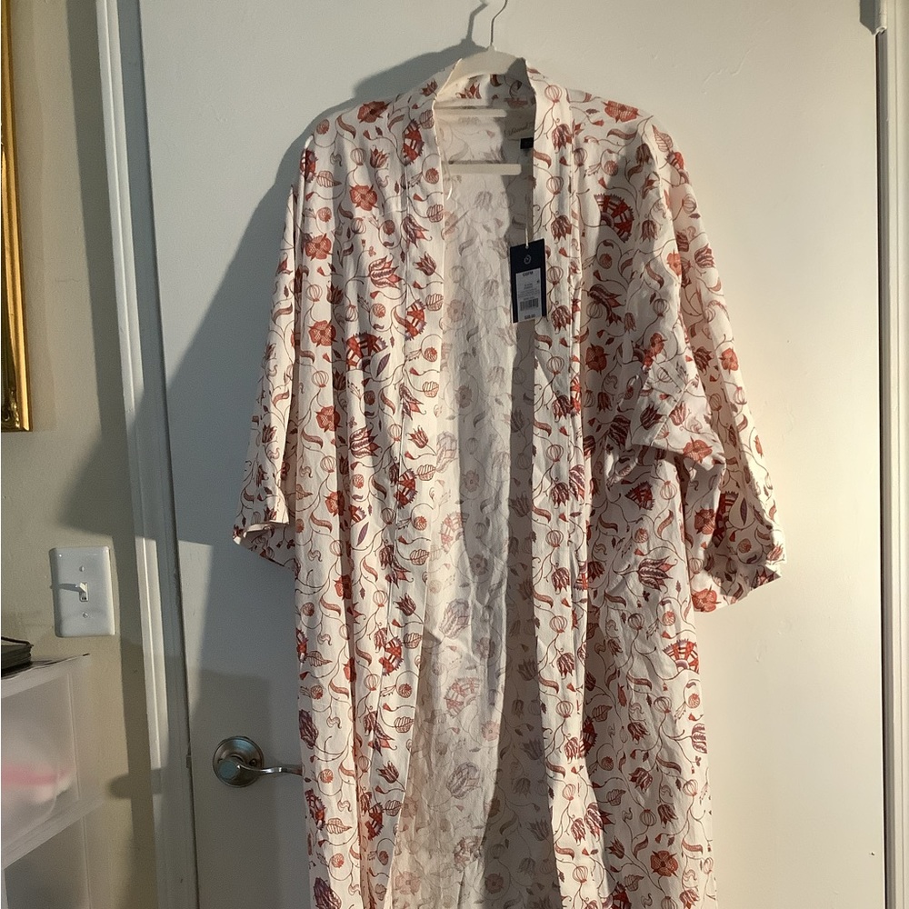 #15 - Cream and pink long robe or komono